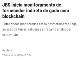 JBS iniciou neste mês a utilização da Plataforma PECUÁRIA TRANSPARENTE